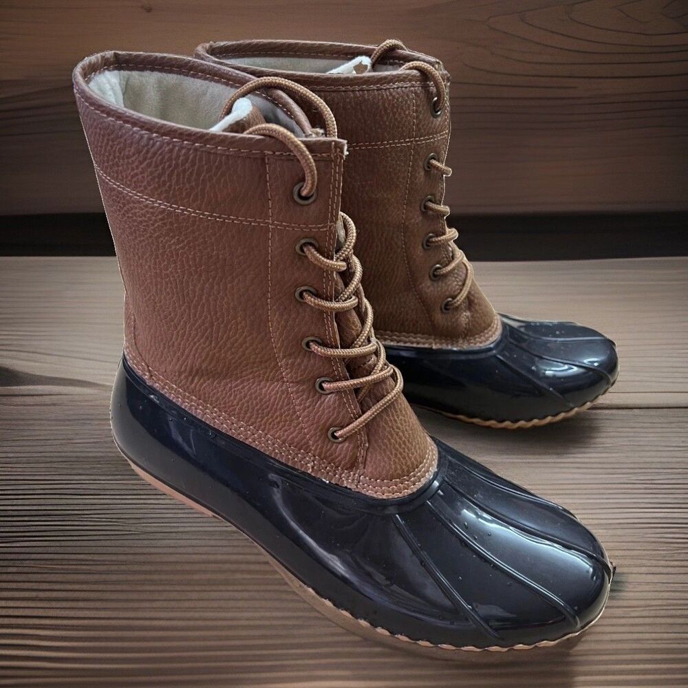 JBU Mens Maine Duck Embrace Lace Up Rainy Days Boot Tan and Black  Size 11M NWOT